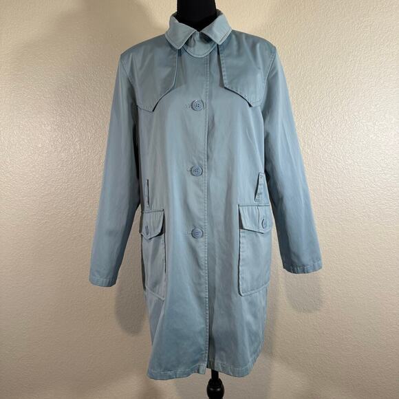 Fitz-Wright Vintage Belted Button Front Trench Coat Light Blue Women Size M - Picture 6 of 16